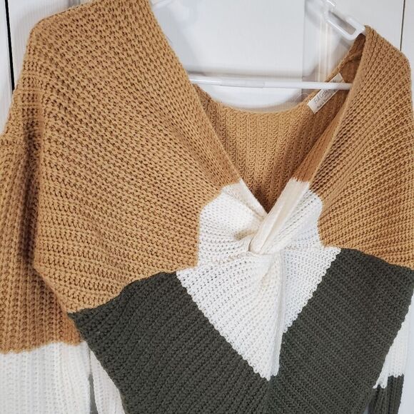 Fall Colorblock Knit Vneck Sweater - Picture 3 of 6